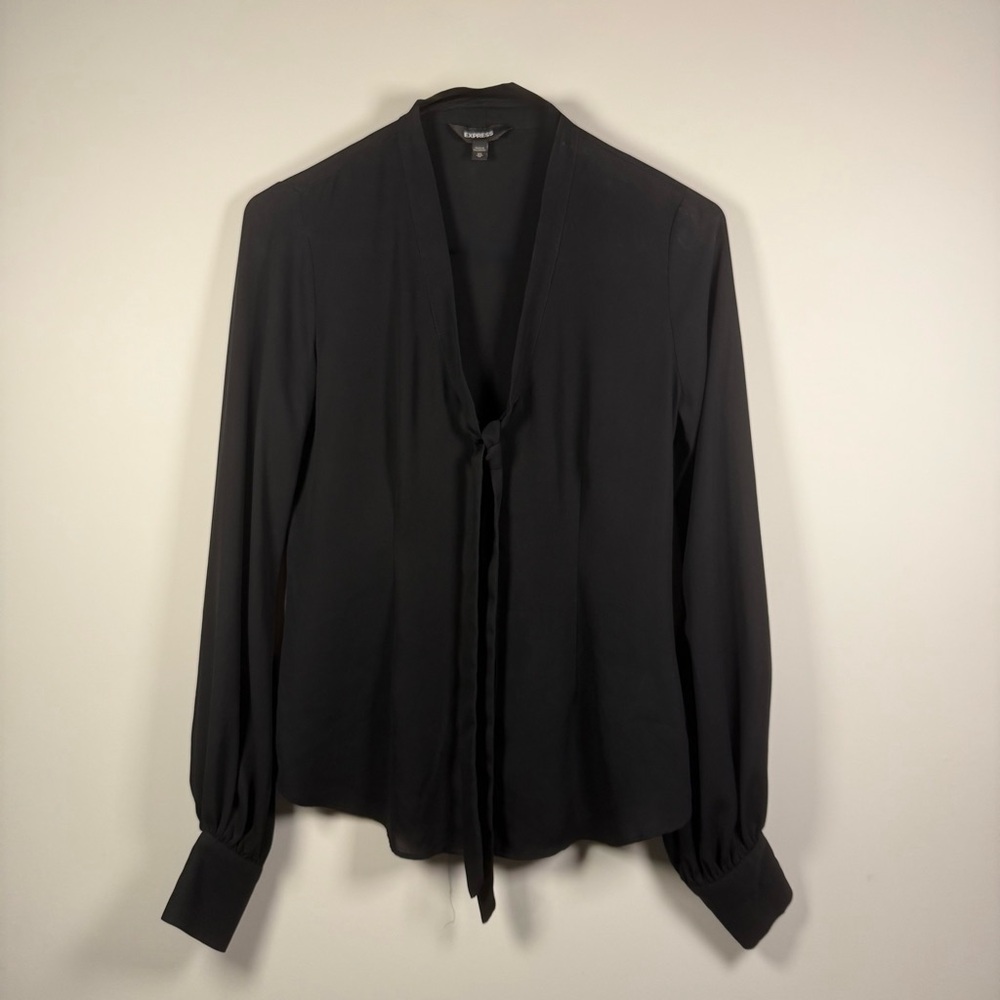 Express Long Sleeve Tie Neck Relaxed Portofino Shirt